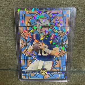 Custom 4x6  Drake Maye stained glass cracked ice card. Patriots